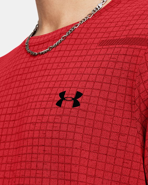 Men's UA Seamless Grid Short Sleeve, Red, pdpMainDesktop image number 3